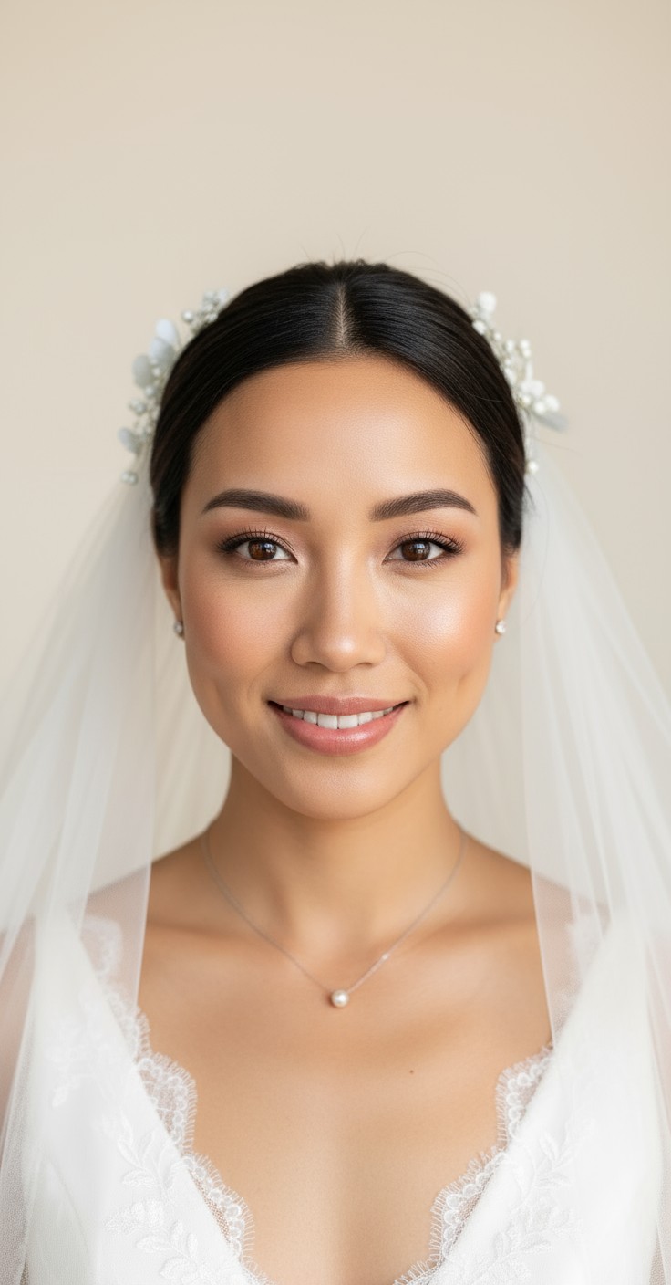 After Wedding Hair Bun With Veil